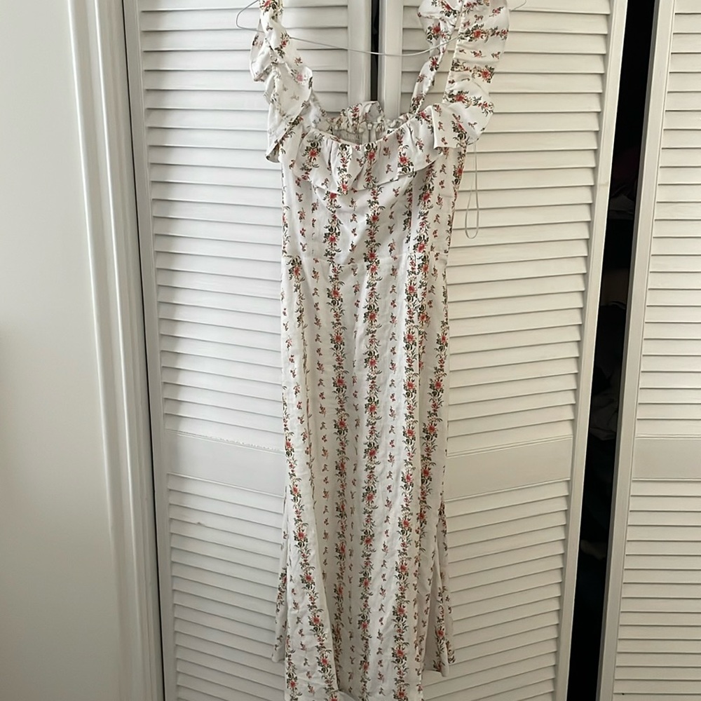 Reformation amethyst Linen Floral Dress Mildred Print Sz 6